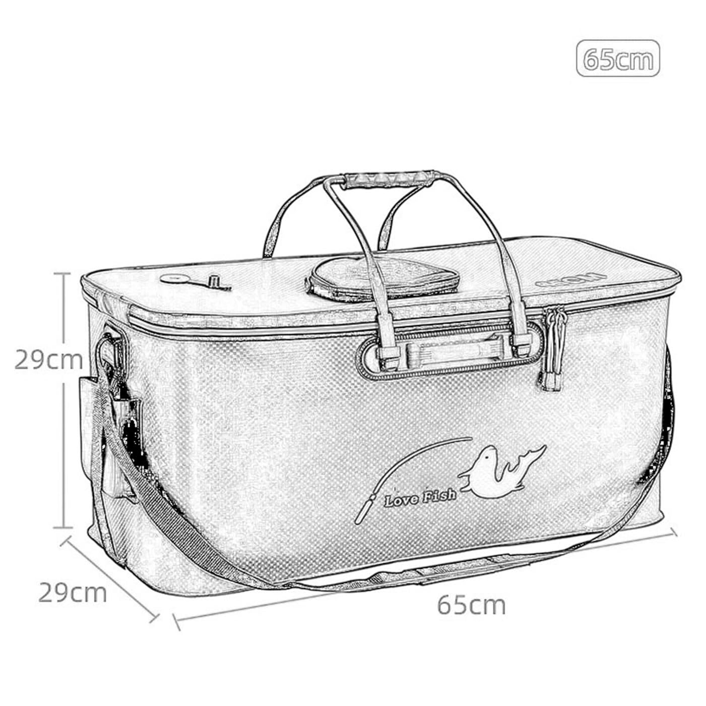 Secchio pieghevole EVA vasca pesci vivi contenitore pesca portatile | Vasca TPE impermeabile, coperchio rete, foro pompa ossigeno, doppio trasporto,fluviale e marina(Arancia,65cm)