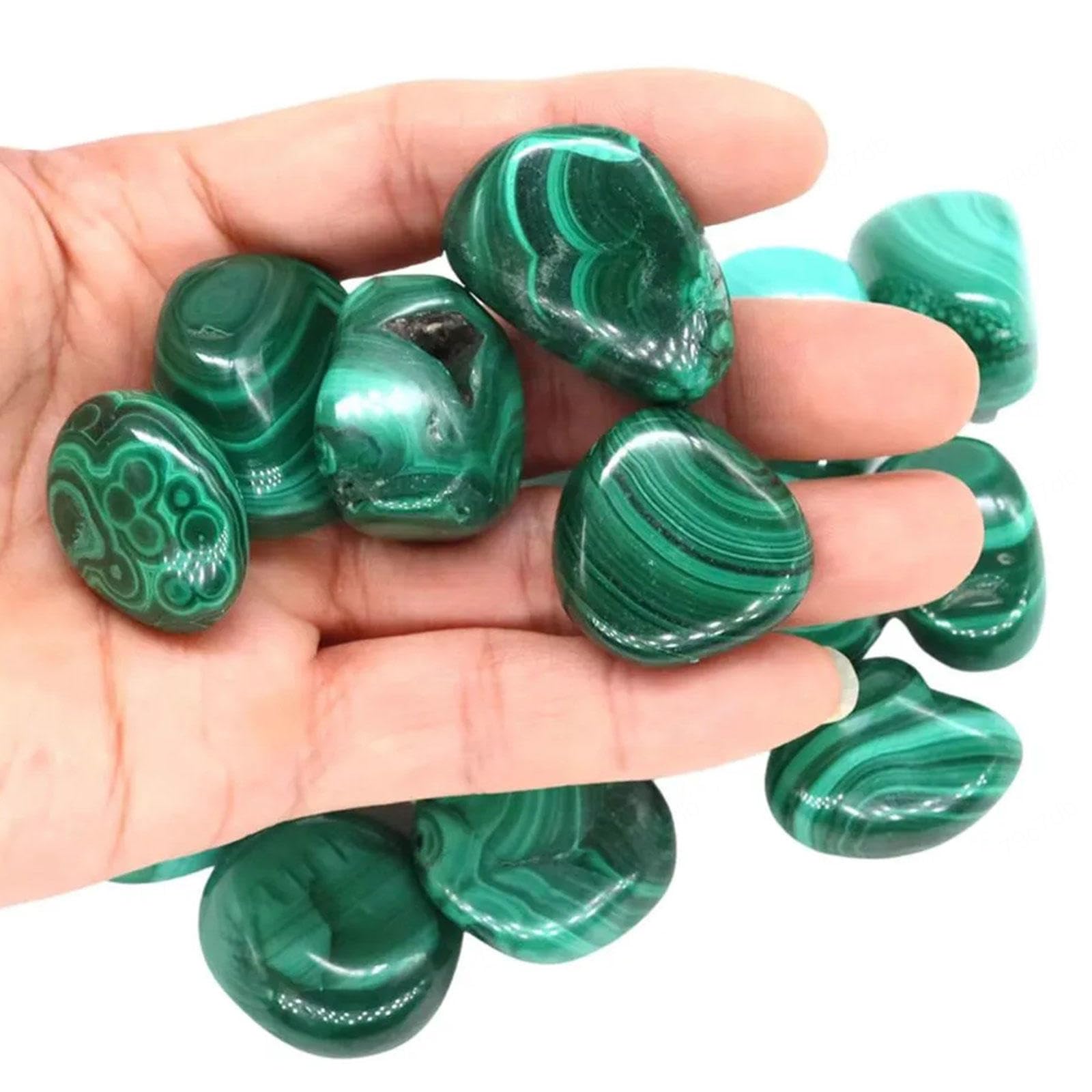 Piedra de Malaquita Rodada - Piedra Curativa de 1 LB, Piedras a Granel, Cristal para Energía, Reiki, Cabbing, Equilibrio, Decoración, Piedras Preciosas, Meditación, Regalo,3-5cm