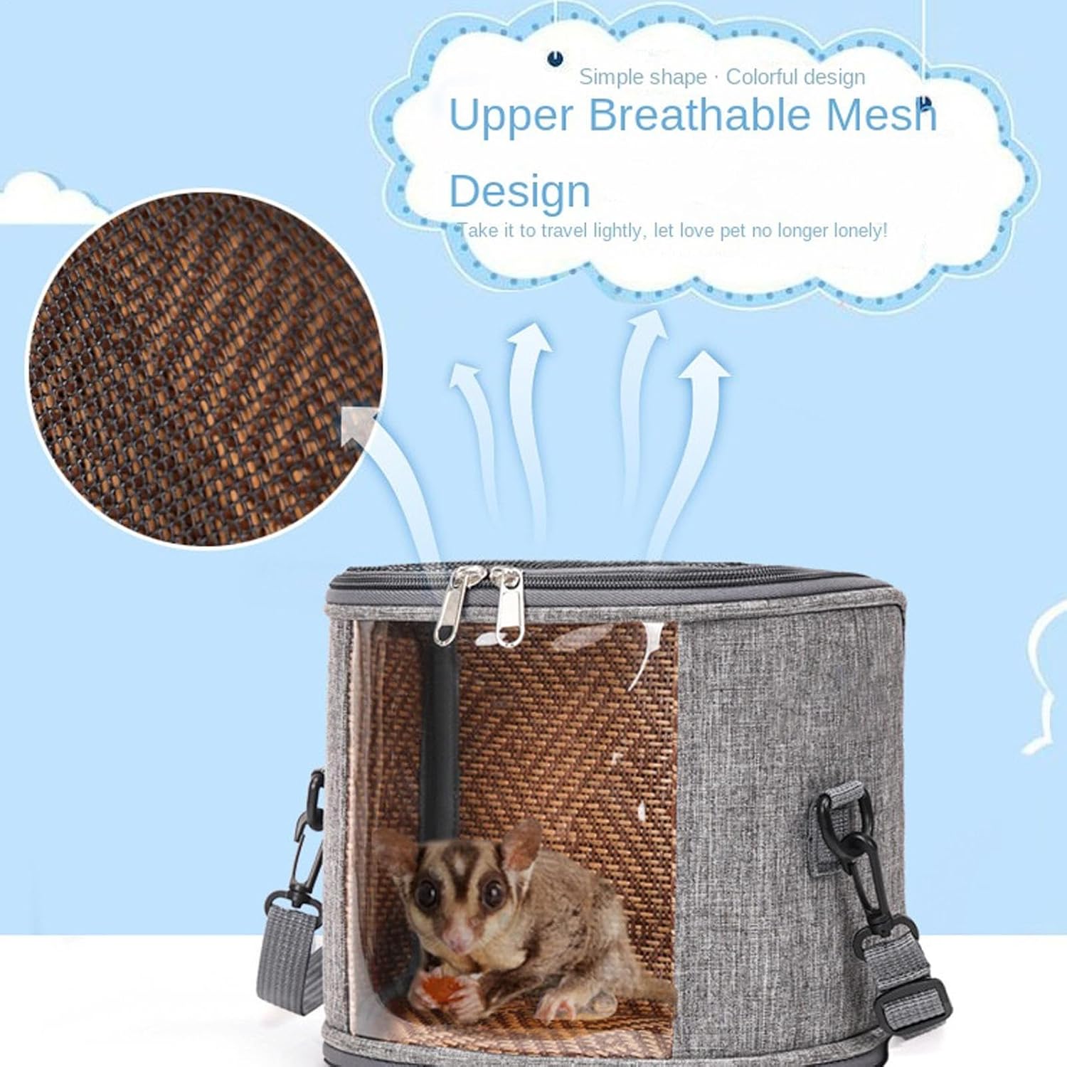 Pet Carrier Comfortable Soft Transport Mesh Bag | Transparent Window Pet Bag Carrier for Small Sized Animal Sugar Gliders Hamster Bird Kitten