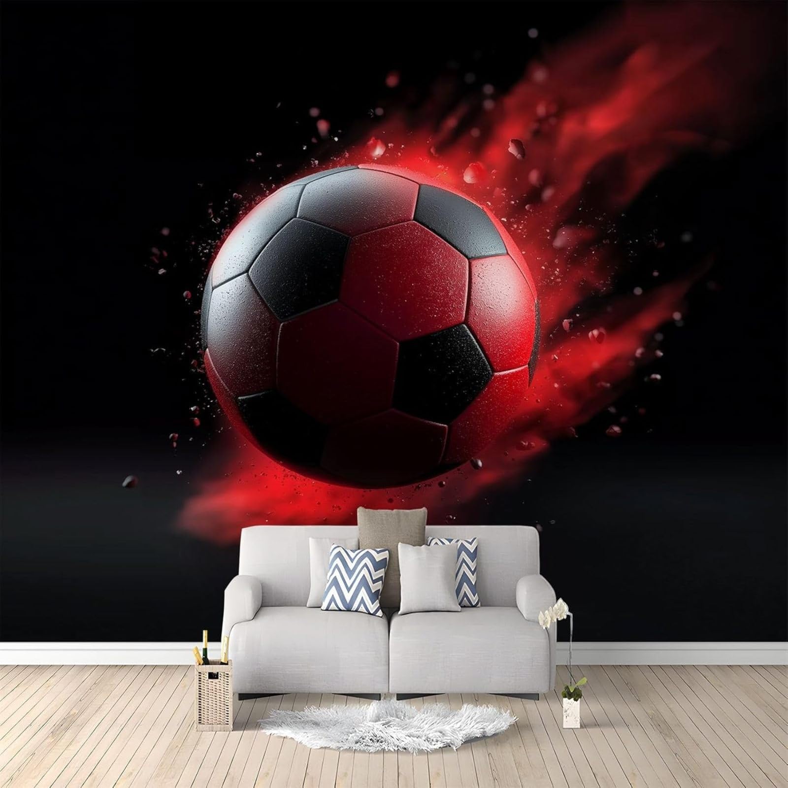 Papier peint mural intissé 3D football : rénovation murale facile pour grands salons et chambres