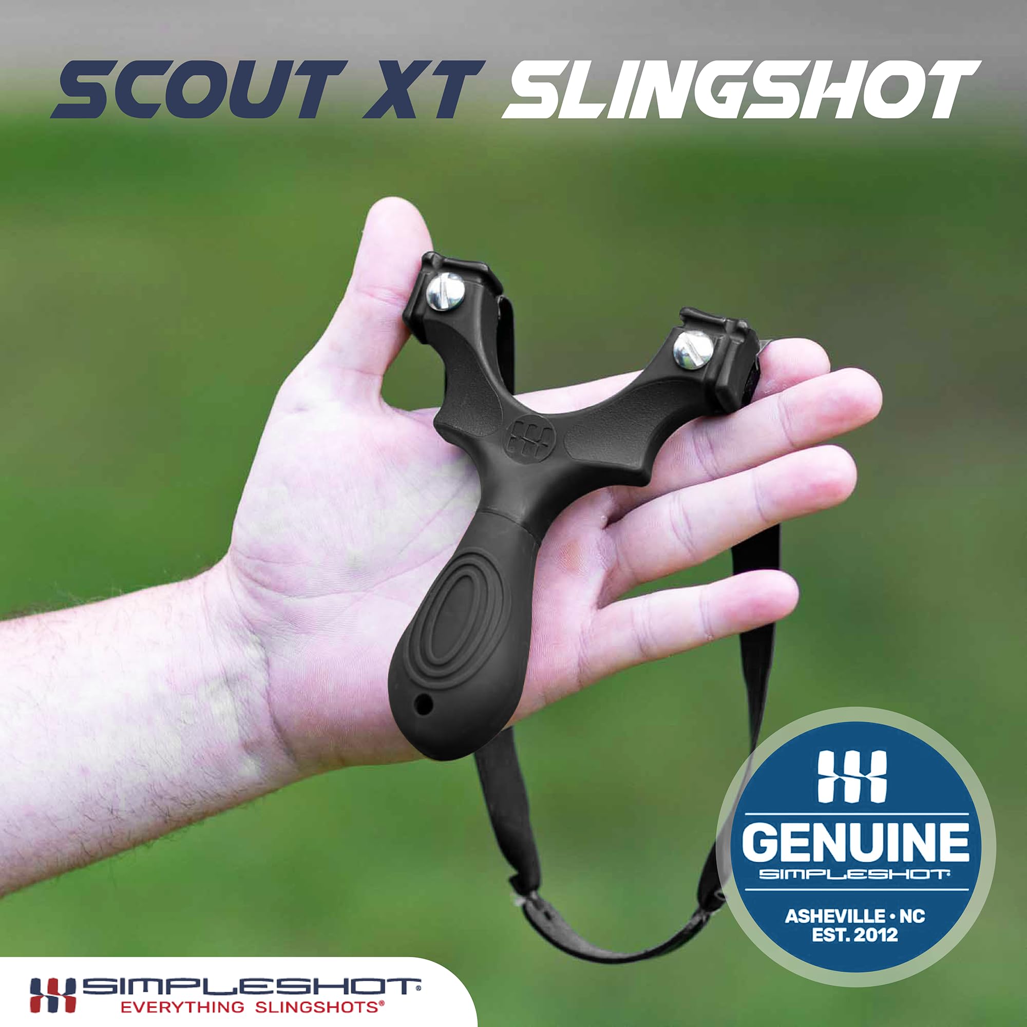SimpleShot Scout XT Slingshot with Target, Ammo and Bands for Professional Hunting and Powerful Target Shooting (Double Black)