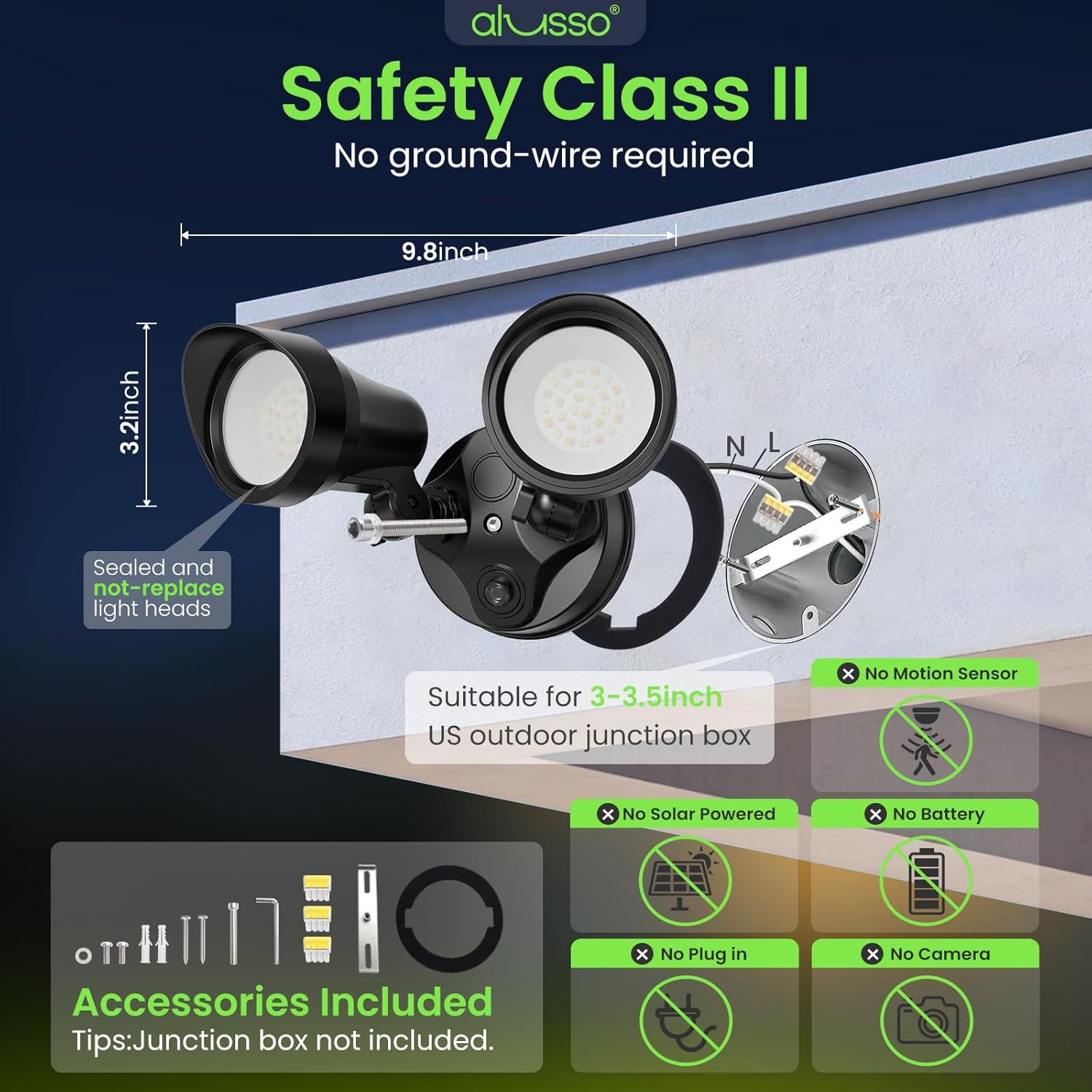 ALUSSO Dusk to Dawn Outdoor Lighting, 25W 2000LM Dusk Till Dawn Outdoor Light 120V, 3000K/4000K/6000K 3CCT IP65 Security Lights ETL Listed Dusk to Dawn Hardwired for House Yard Walkway ***Black 1 Pack