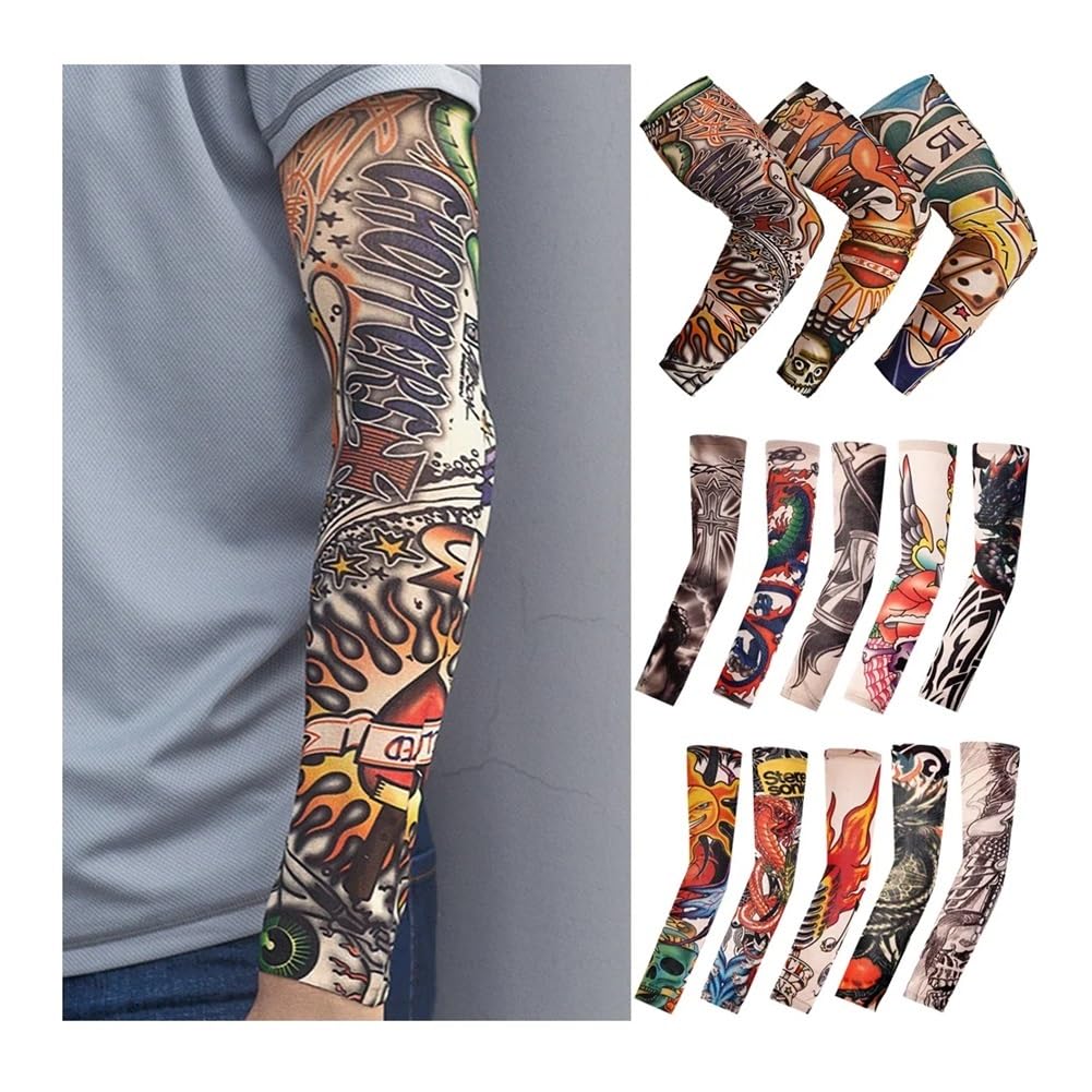 Manga de brazo con diseño de flores, manga de tatuaje para verano, manga de hielo fresco, protector solar, manga elástica para brazo UV