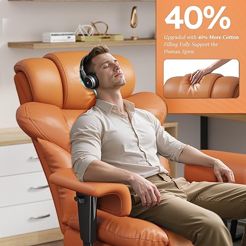 Miniatura 4 de Silla de oficina ergonómica con respaldo alto, silla de oficina ejecutiva grande y alta con asiento ancho y profundo grueso, silla de escritorio