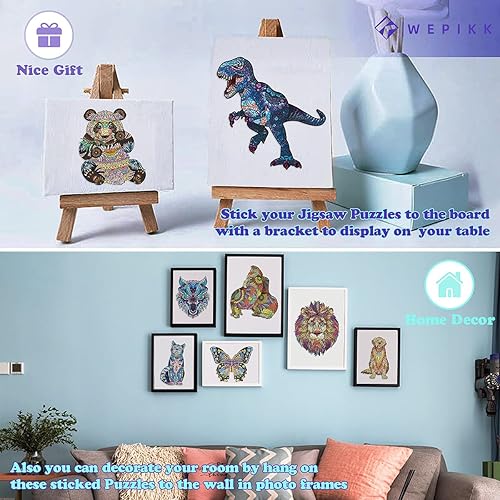 Miniatura 5 de Wepikk Rompecabezas de madera para adultos, rompecabezas de animales, rompecabezas mágicos de forma única, juego familiar, decoración de pared,