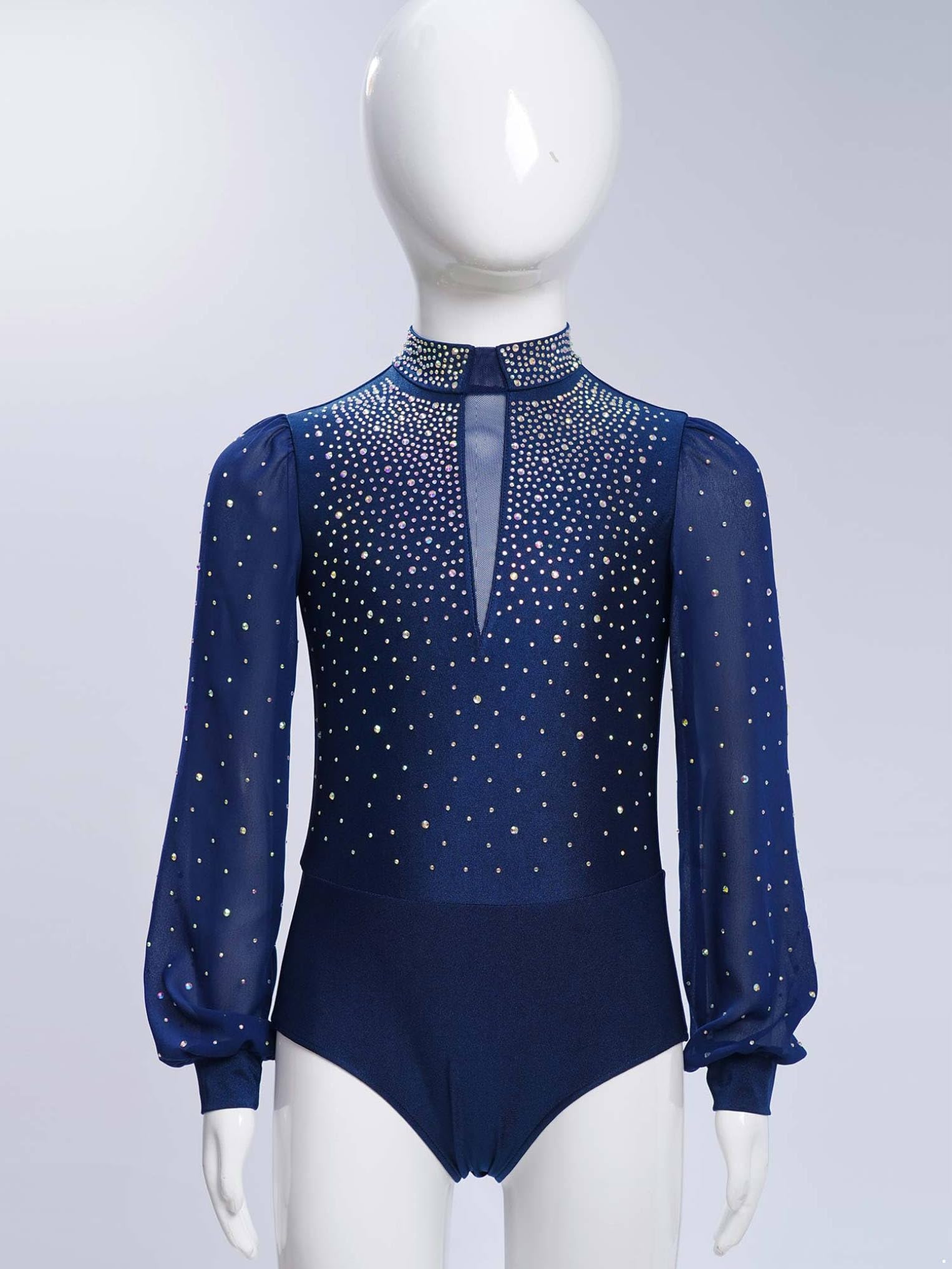 Oyolan Garçon Justaucorps Danse Ballet Manches Longues Strass Tenue Patinage Artistique Leotard Gymnastique Compétition