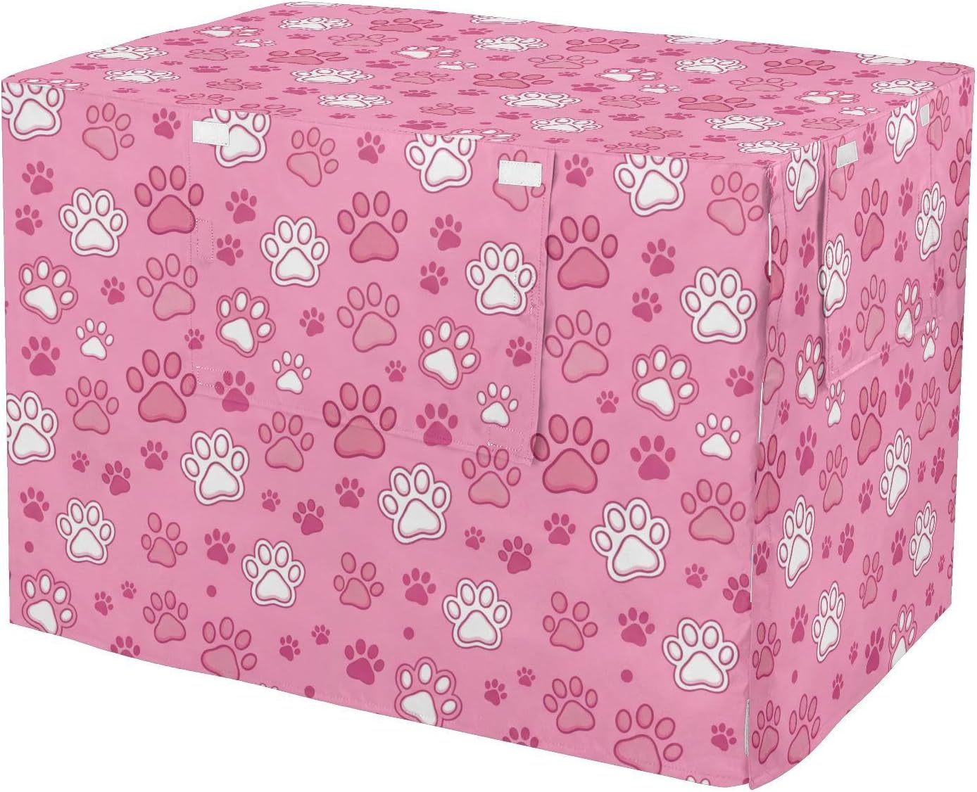 Duty 600D Silver Coated Dog Crate Cover, Water-Resistant Dog Paw Prints Pet Kennel Canopy with Mesh Windows for Optimal Ventilation, Universal Fit for Standard Wire Cage, Indoor & Travel
