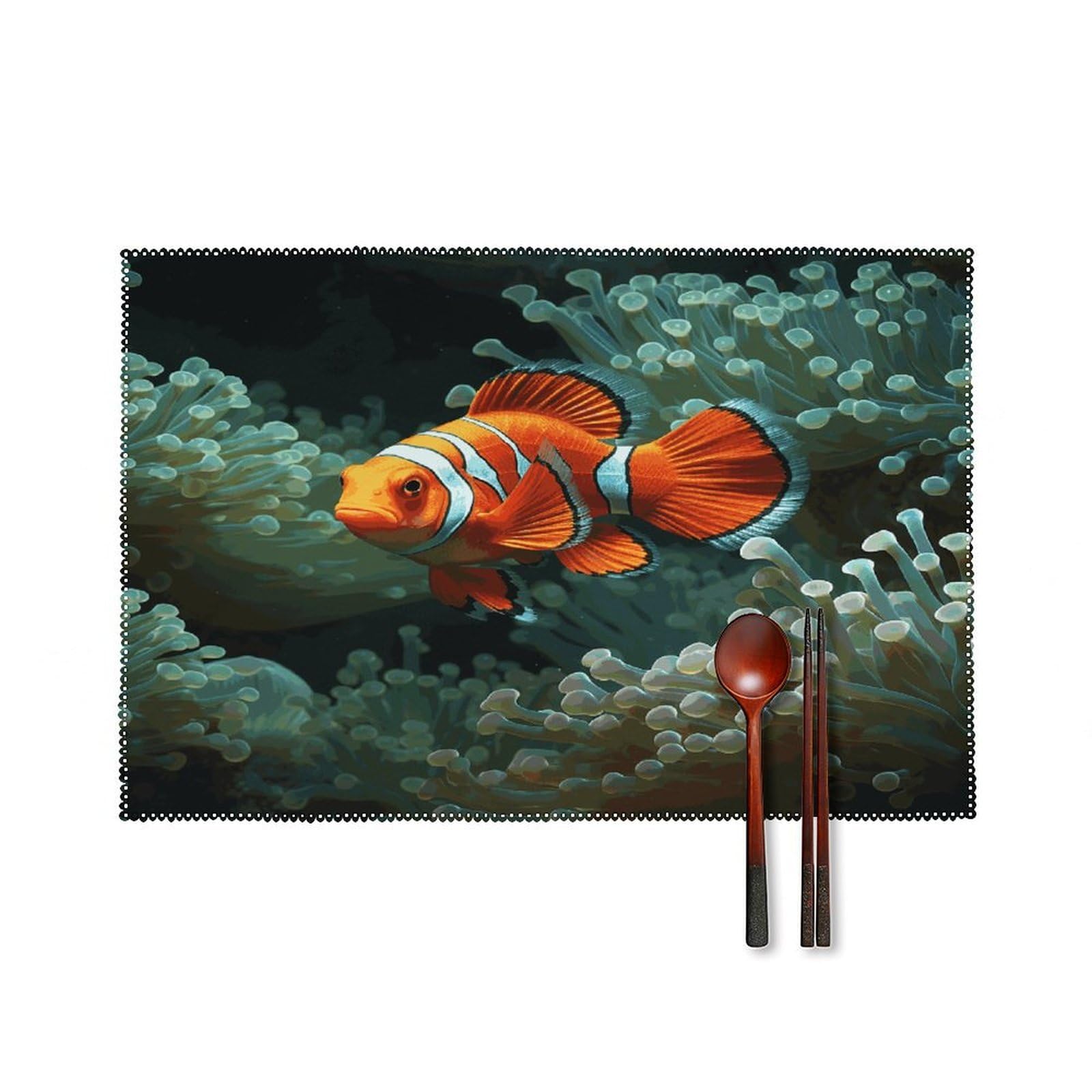 Fodpand Style Fish Background Placemats Set Of 4 Place Mats Table Mats