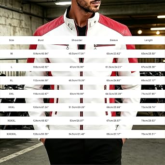 Motorcycle Jacket For Men Leather Slim Fit Stand Collar Zip Up Biker Coat