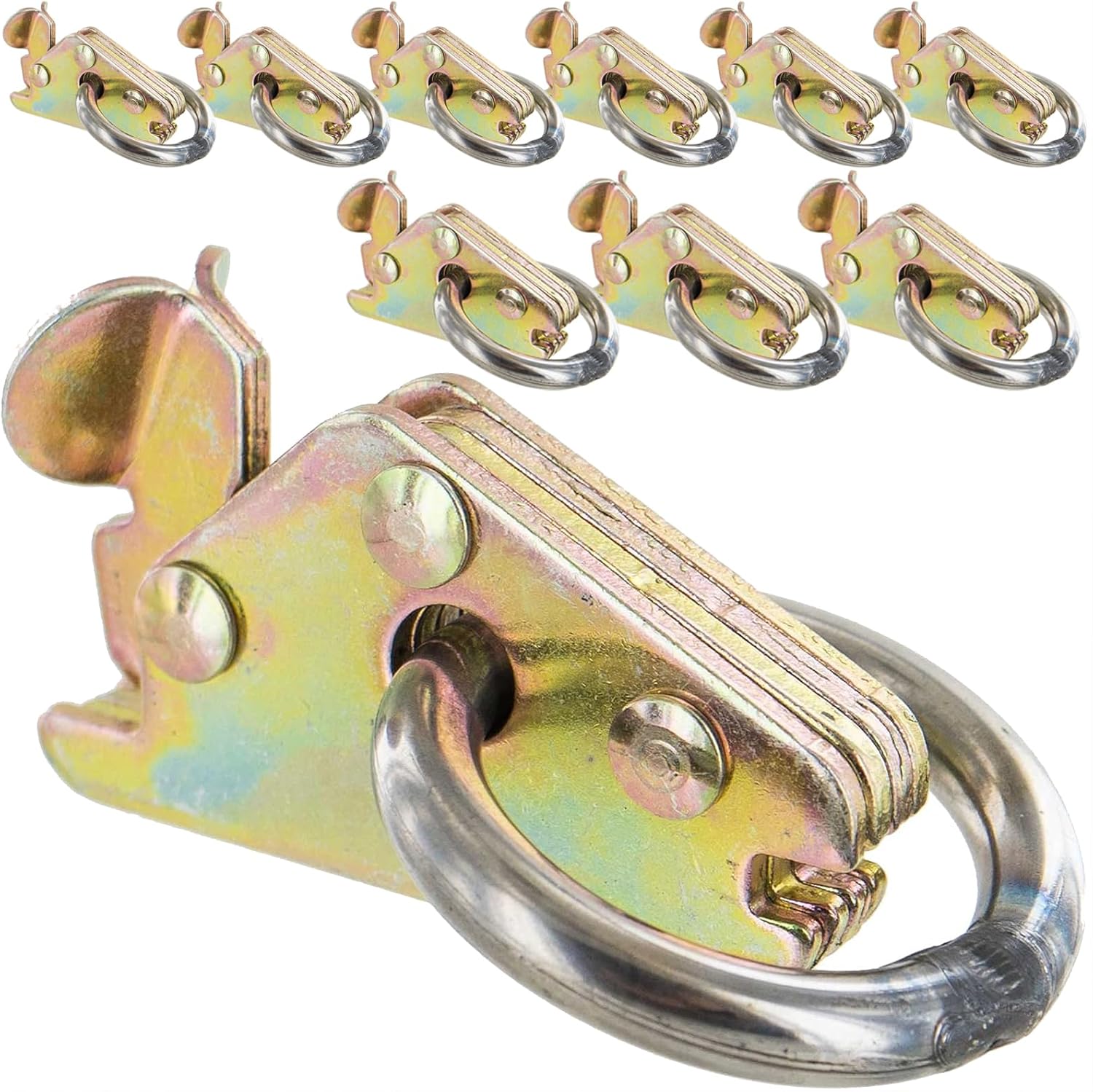 US Cargo Control E Track Tie Down Heavy Duty with Ring, Spring Loaded Fitting for E Track, Quickly and Easily Secure Cargo for Transport in an Enclosed Van, Truck, Or Trailer, 10 Pack