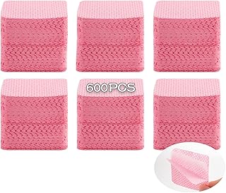 600PCS Lint Free Nail Wipes, Nail Polish Remover Pads, Three Layers Polish Remover Pads Eyelash Extension Wipes, Soft Non-Woven Fabric Nail Polish Remover Wipes for Lash Extension Supplies, Pink