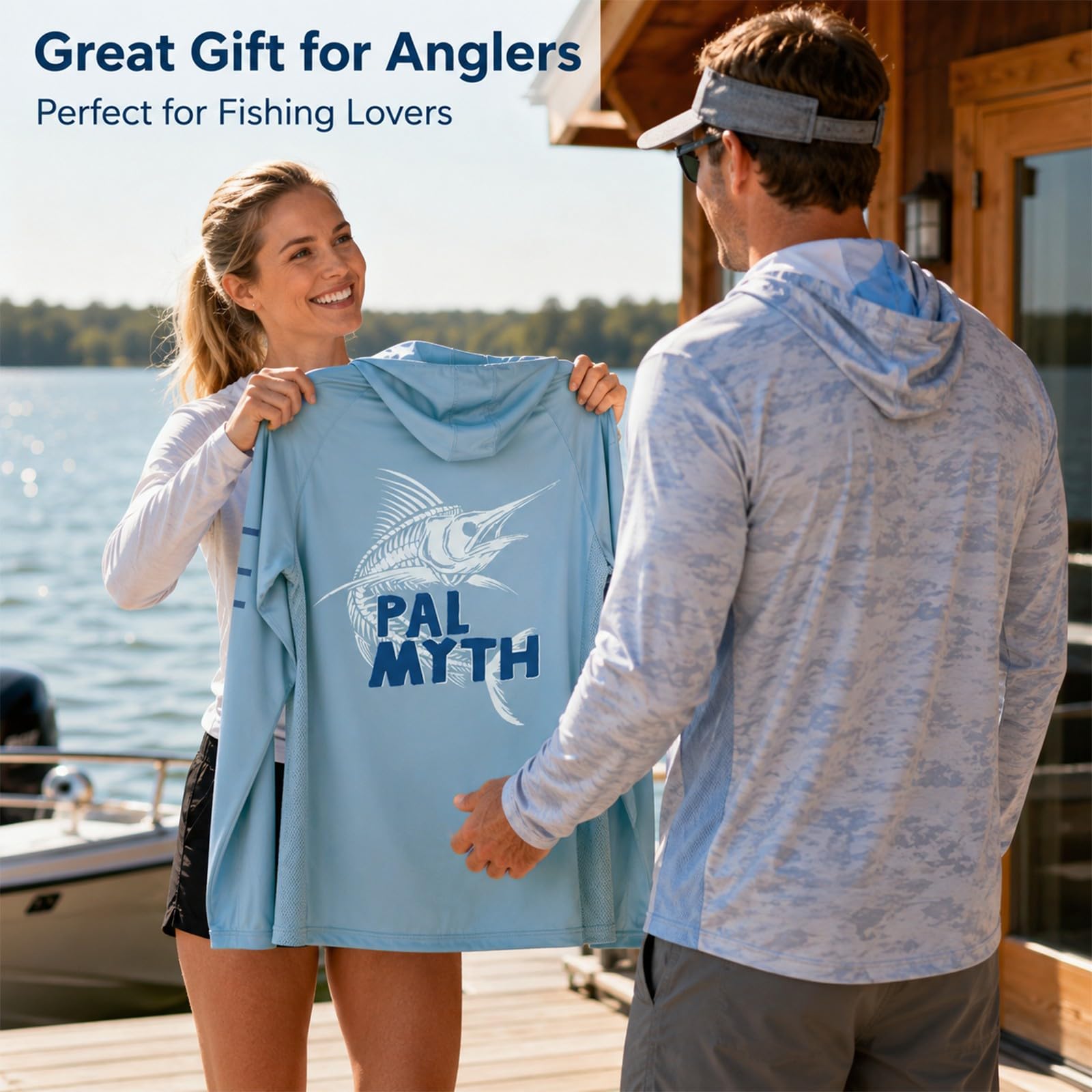 Palmyth Angel-Shirts für Herren, LSF 50+, Sonnenschutz-Kapuzenpullover, langärmelig, mit UV-belüftetem Halstuch