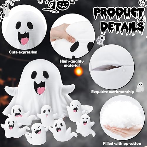 Miniatura 9 de Liliful Juego de juguetes de peluche de fantasma de 16 pulgadas, adorable almohada de peluche de fantasma para mamá con 7 lindos bebés de felpa