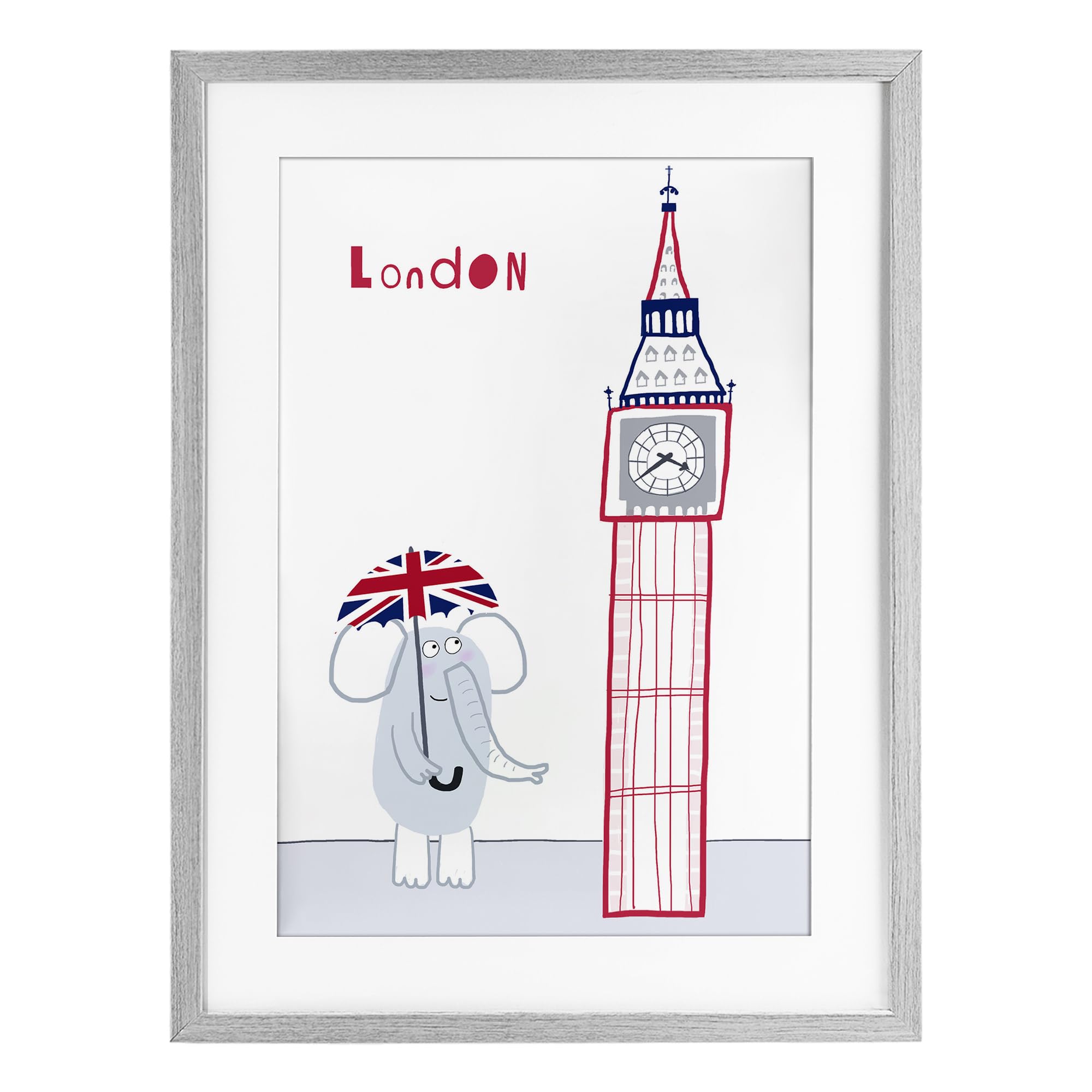 Elephant & Big Ben London cadre Stupell Industries affiche sous verre