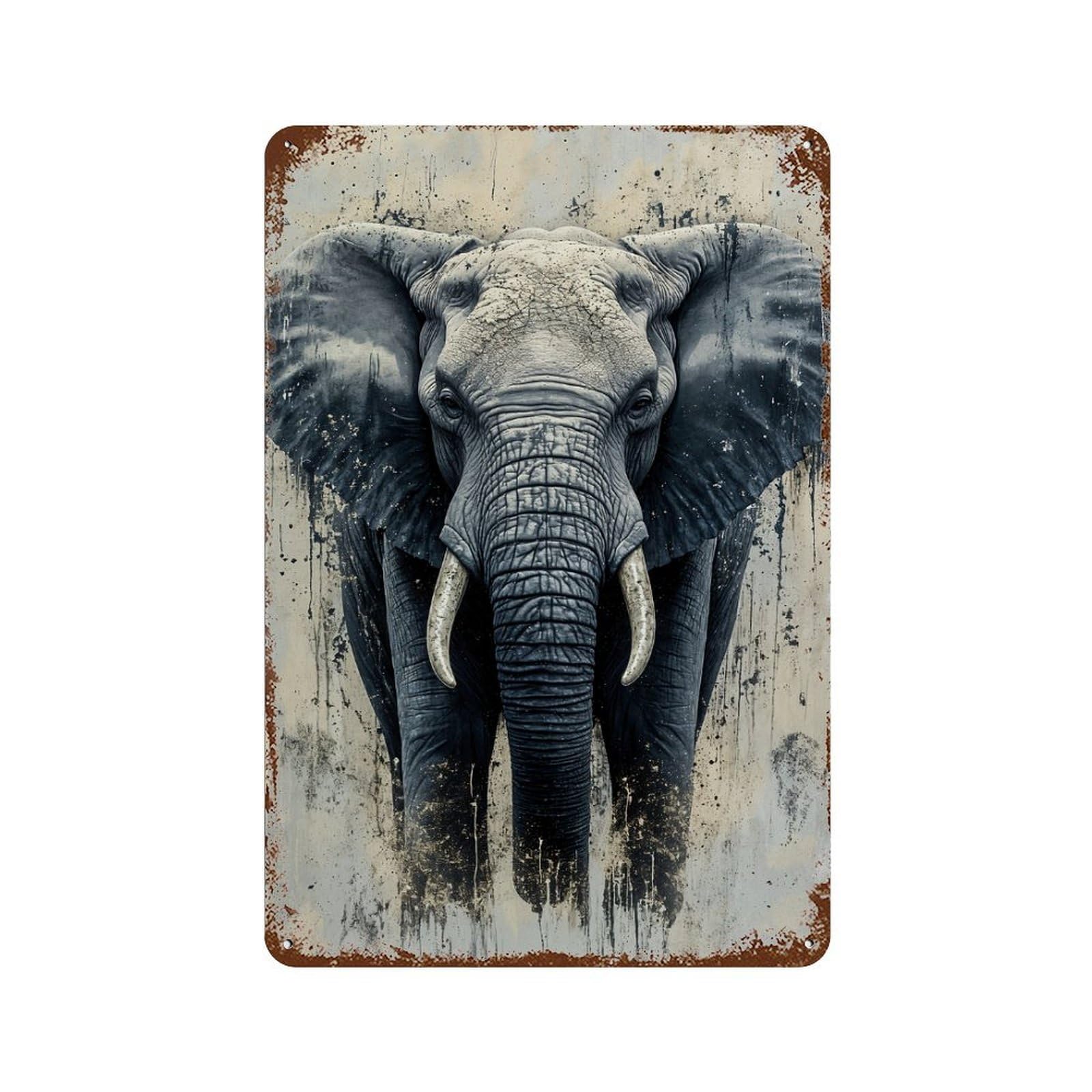 Elephant Portrait with Abstract Background Retro Metal Sign 11.8"x7.9", for Bistro, Counter And Cafe Decor, Rustic Home Decor