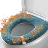 NGETC Soft Warm Cushioned Toilet Seat Cover Thicker Bathroom Toilet Seat Cover Pads Stretchable Washable Fiber Cloth Reusable Easy-Install Toilet Lid Seat Cover (azure with Handle)