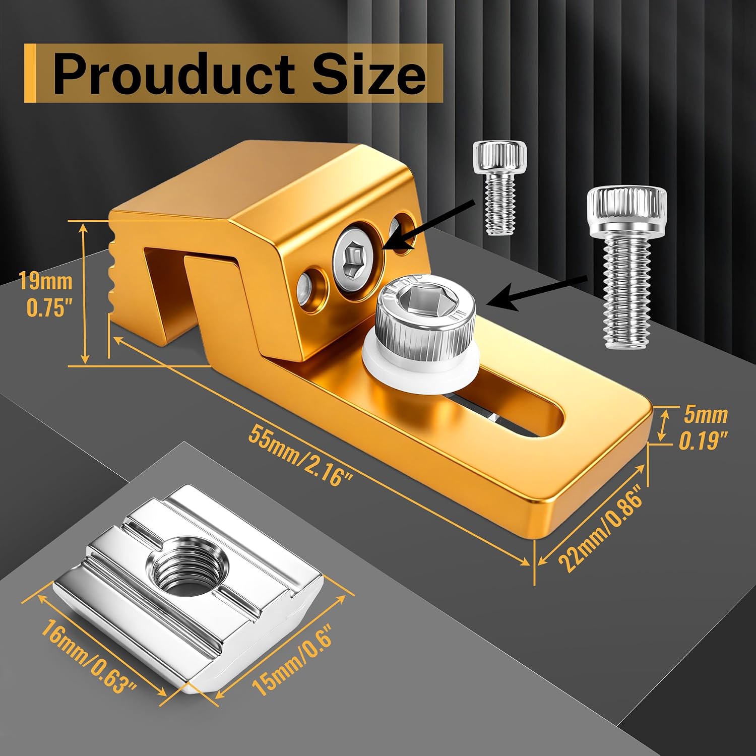 Aluminum Tiger Clamp, 2PCS 6063 Aluminum CNC Hold Down Clamp, Low-Profile Side Clamp for 3018 Pro Max/Ultra, T-Track & Perforated Worktable, Serrated Grip for CNC Router Engraving