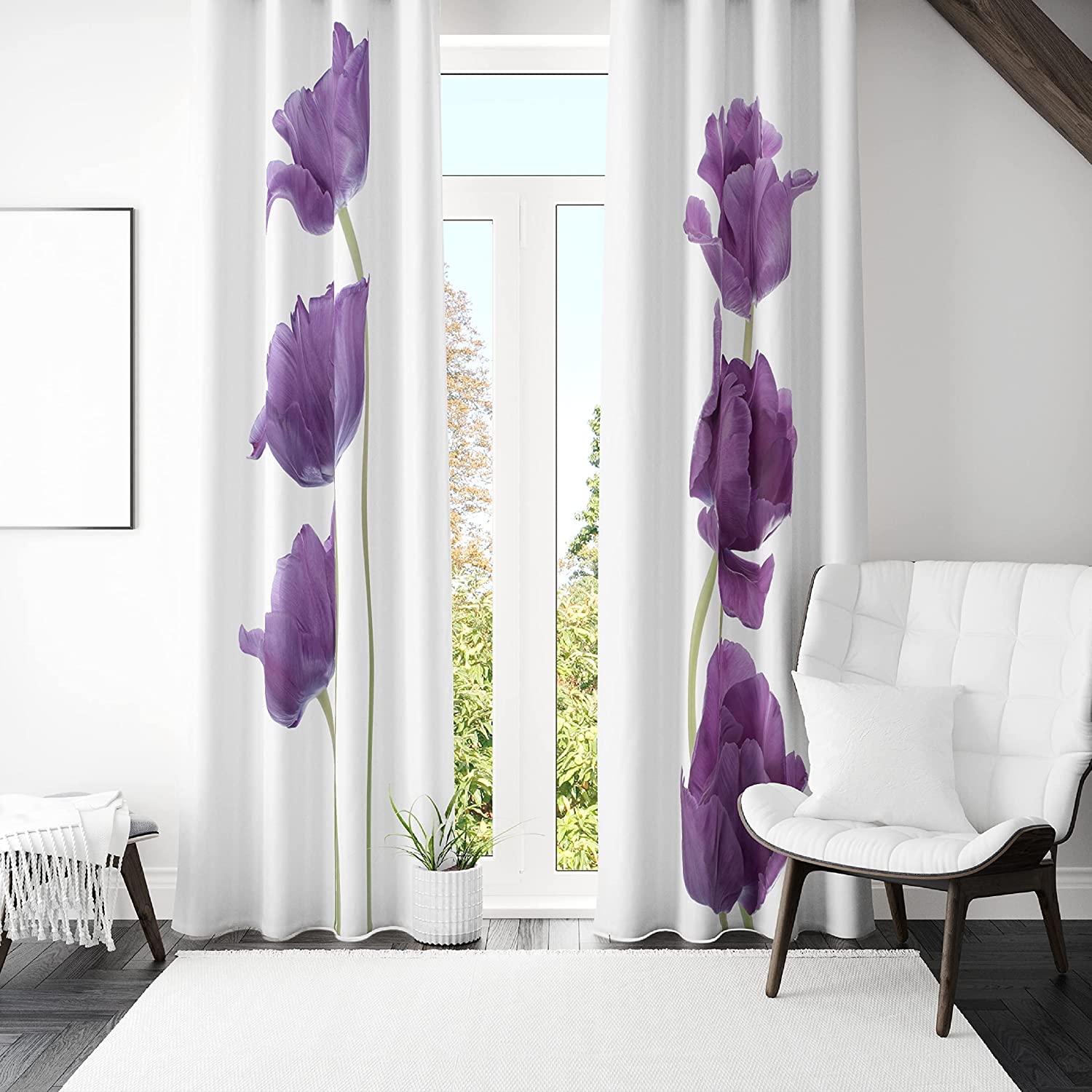 Lila Blumen Verdunklungsvorhänge 2er Set - Thermovorhänge Für Wohnzimmer & Schlafzimmer