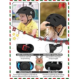XJD Toddler Helmet Kids Bike Helmet Baby Multi-Sport Adjustable for Kids Boys Girls Lightweight for Age 1 and Older (Black, Small: 20.47- 22.05 / 52-56 cm)