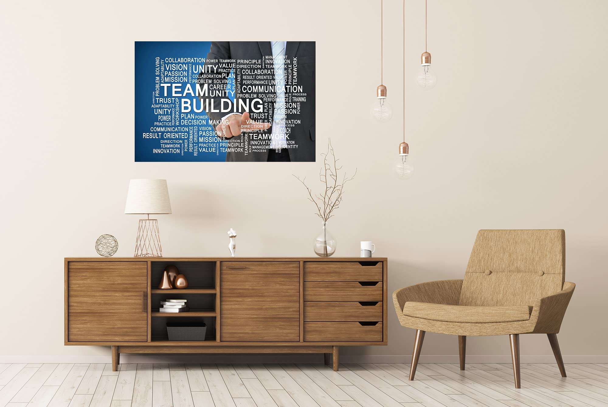 islandburner XXL poster di squadra Team Building Concept Businessman Pointing Business Office Mana Premium Immagini Stampa fotografica