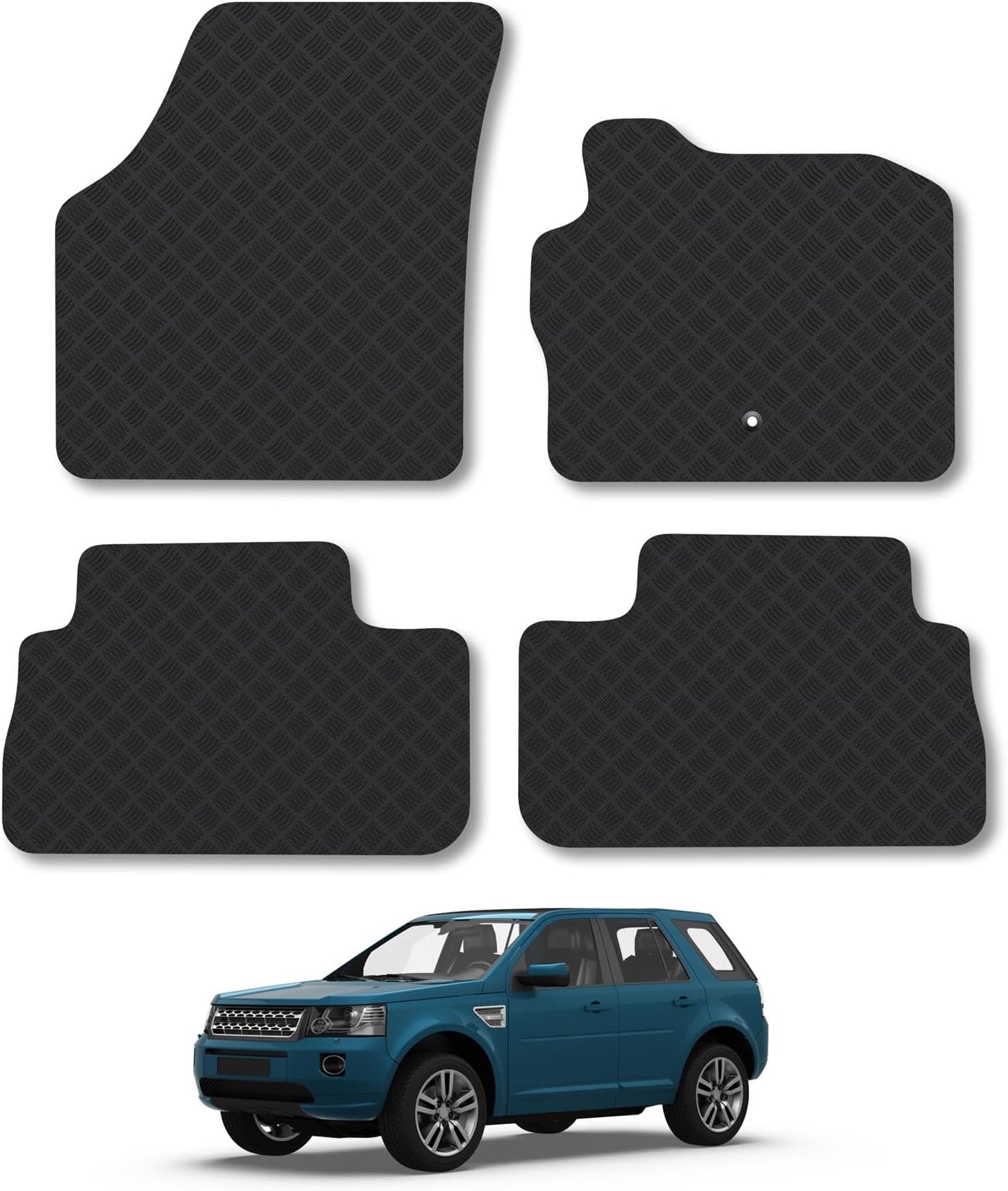 Rubber Car Mats Compatible with Land Rover Freelander (2006-2013) Tailored Fit Car Floor Mats Set Accessory Custom Fit Anti-Slip Backing Heavy-Duty Waterproof Easy-Clean Durable All Weather
