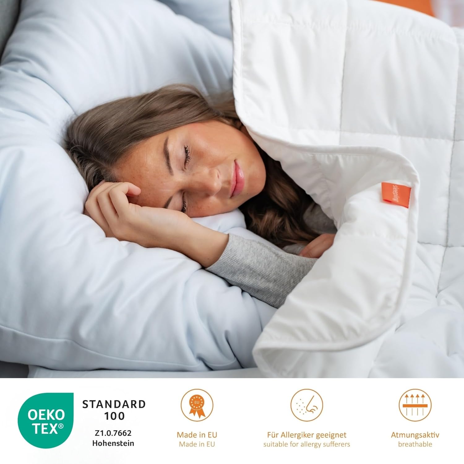 sleepling Kopfkissen 80x80 cm, Allergiker Kissen, waschbar, Made in EU, Ökotex, großes Schlafkissen 80 x 80, Bettkissen, Pillow, Komfort 100 1 80 x 80 cm - 2