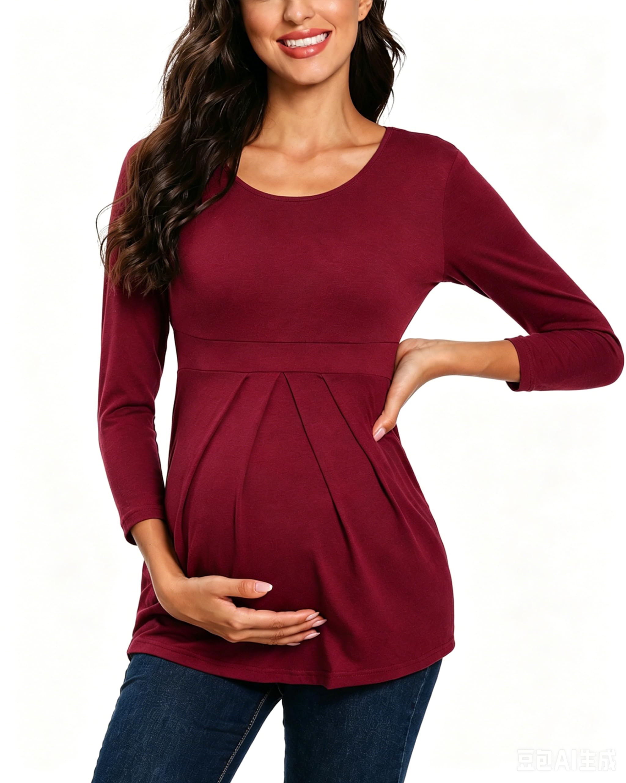 Camiseta de manga larga para mujer embarazada, maternidad