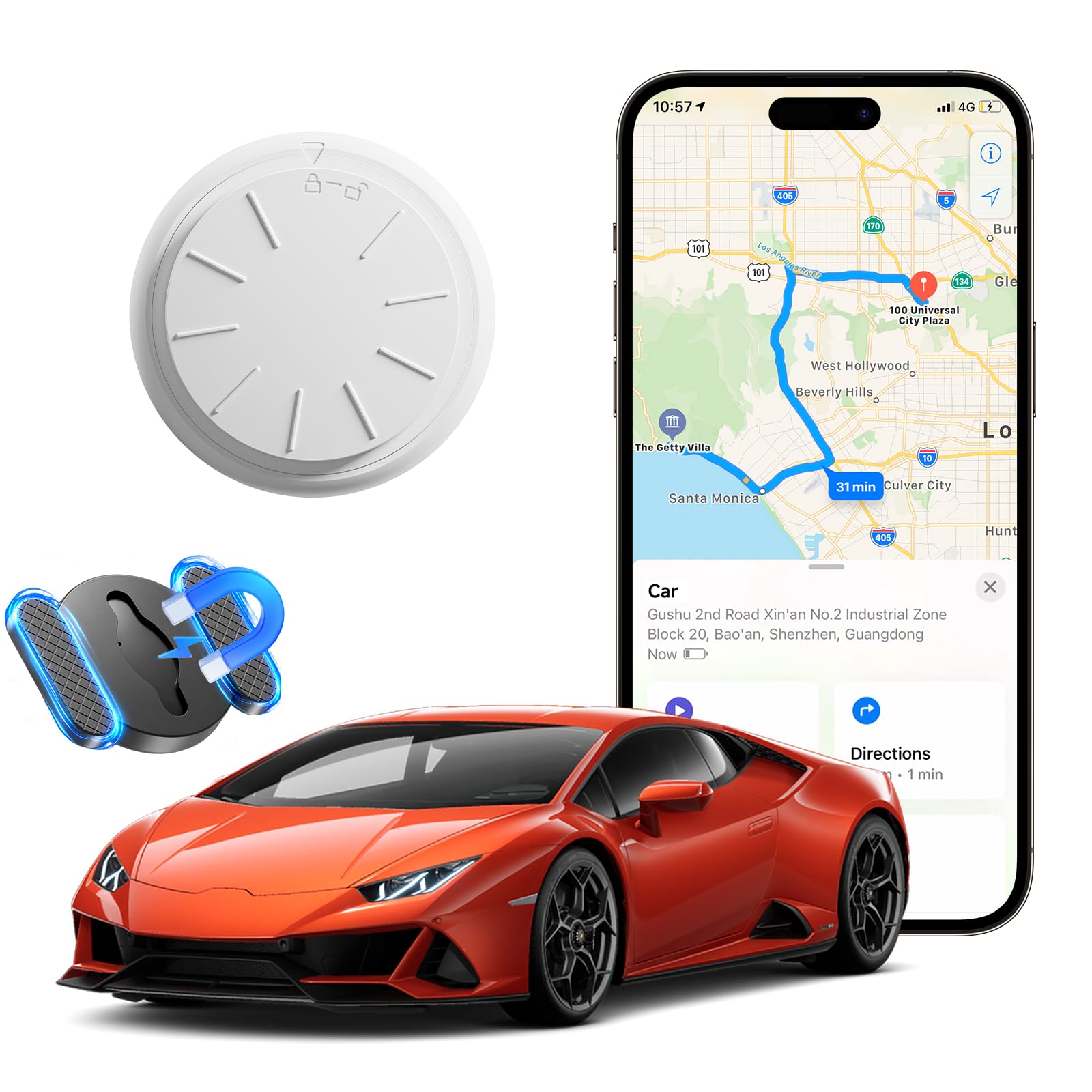 GPS Tracker for Vehicles, 1PCS Portable Car GPS Tracker, Real Time Magnetic GPS Tracking Device,Full Global Coverage Location Tracker for Kids,Dogs,Trucks/Person,No Subscription Required, Black