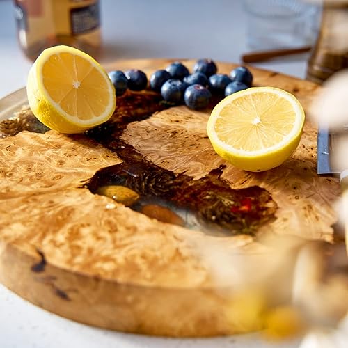 Miniatura 4 de Tabla de cortar y servir de pino y abeto para Navidad  Plato de queso y embutidos de resina de madera de olivo italiano  Hermoso tema de bosque de