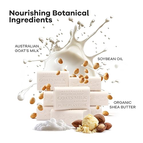 Miniatura 3 de Jabón de leche de cabras botánicas australianas con aceite de soja, peso neto. 3.4 libras, jabón en barra de 6.8 onzas, adecuado para todo tipo de