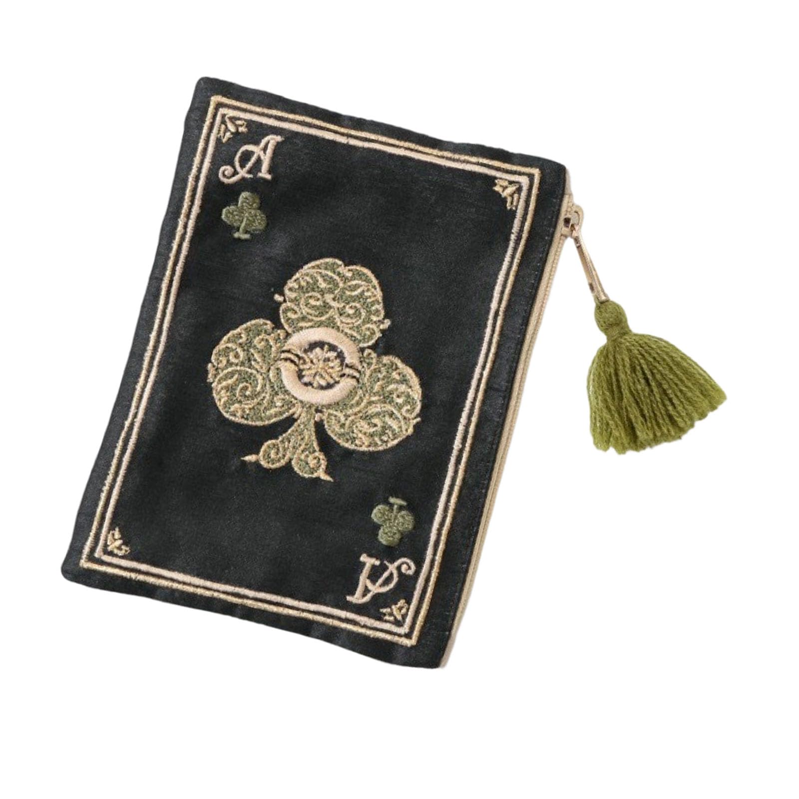 HGENAHGTF Practical Polyester Organiser Bag with Playing Cards Embroidery Embroidered Zippered Holder for Women Embroidered Card Bag