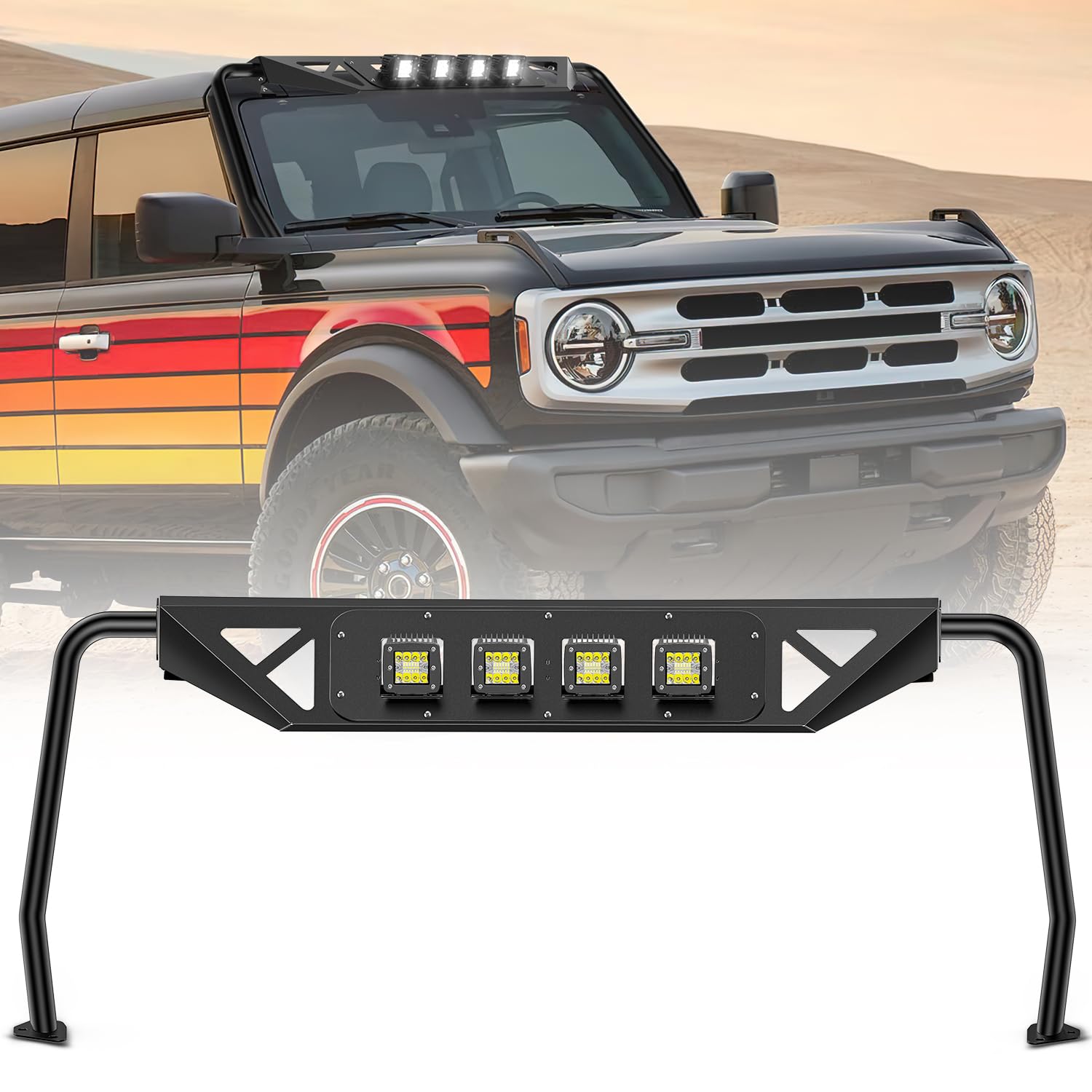 Nilight Windshield Frame Cover for 2021-2026 Ford Bronco 2/4 Door