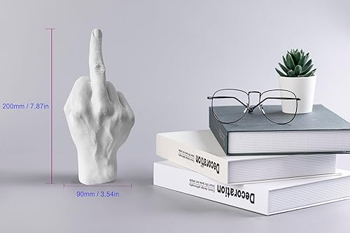 Miniatura 3 de Letrero de poliresina blanca con gesto de paz, decoración de estantes bohemios, detalles para decoración de estantes, dedos medios, broma práctica,