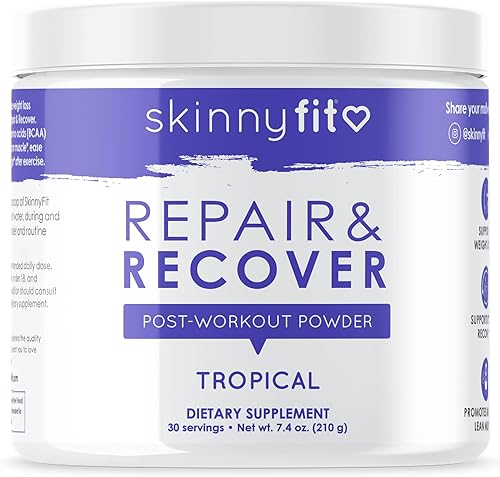 SkinnyFit Reparación y Recuperación 30 porciones BCAA en polvo para mujeres, cadena ramificada aminoácidos, pre-intra post entrenamiento suplemento
