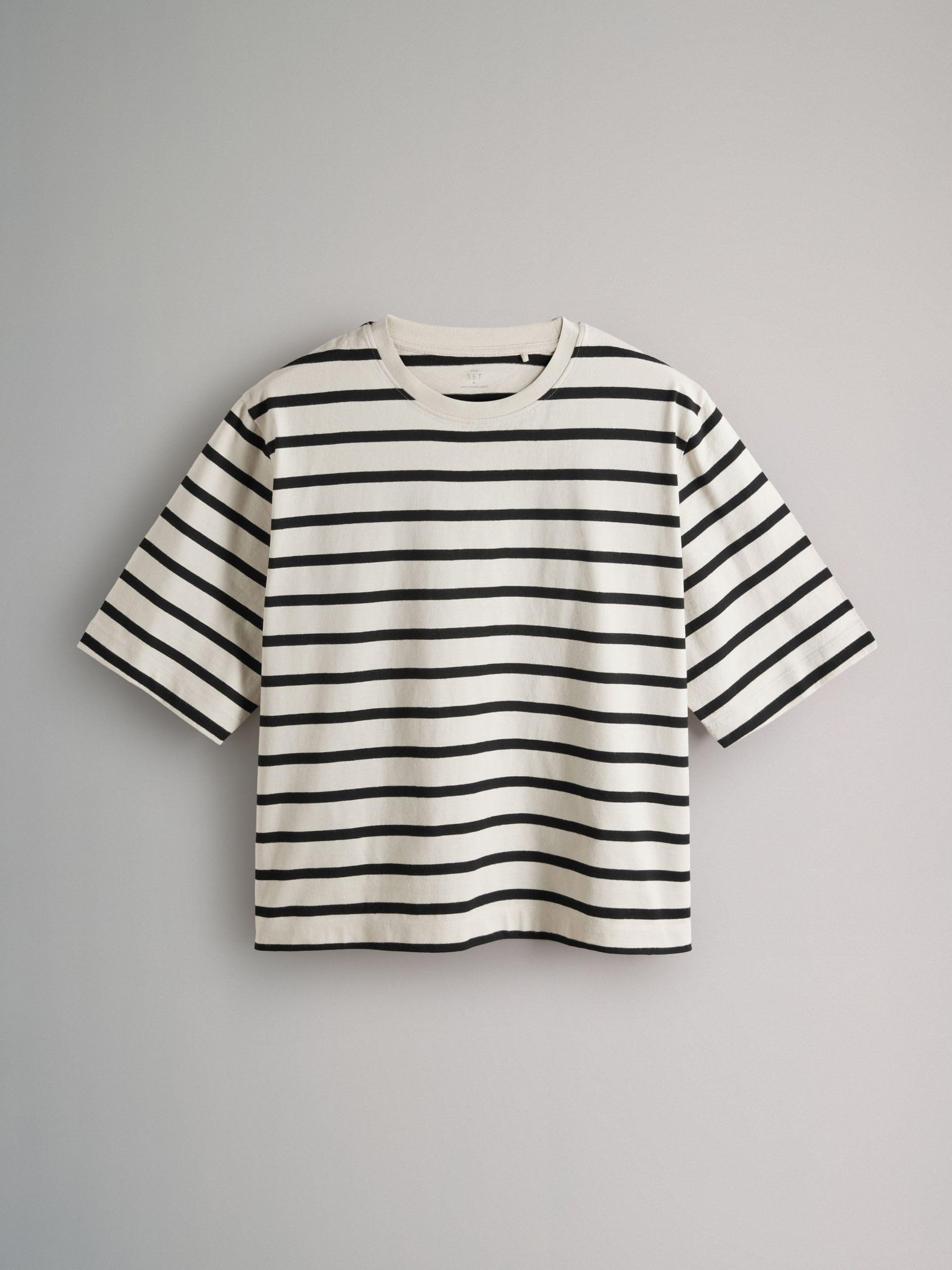 THE SET Femme T-Shirt à Manches Courtes 100% Coton épais, Lot de 4 | Coupe standard
