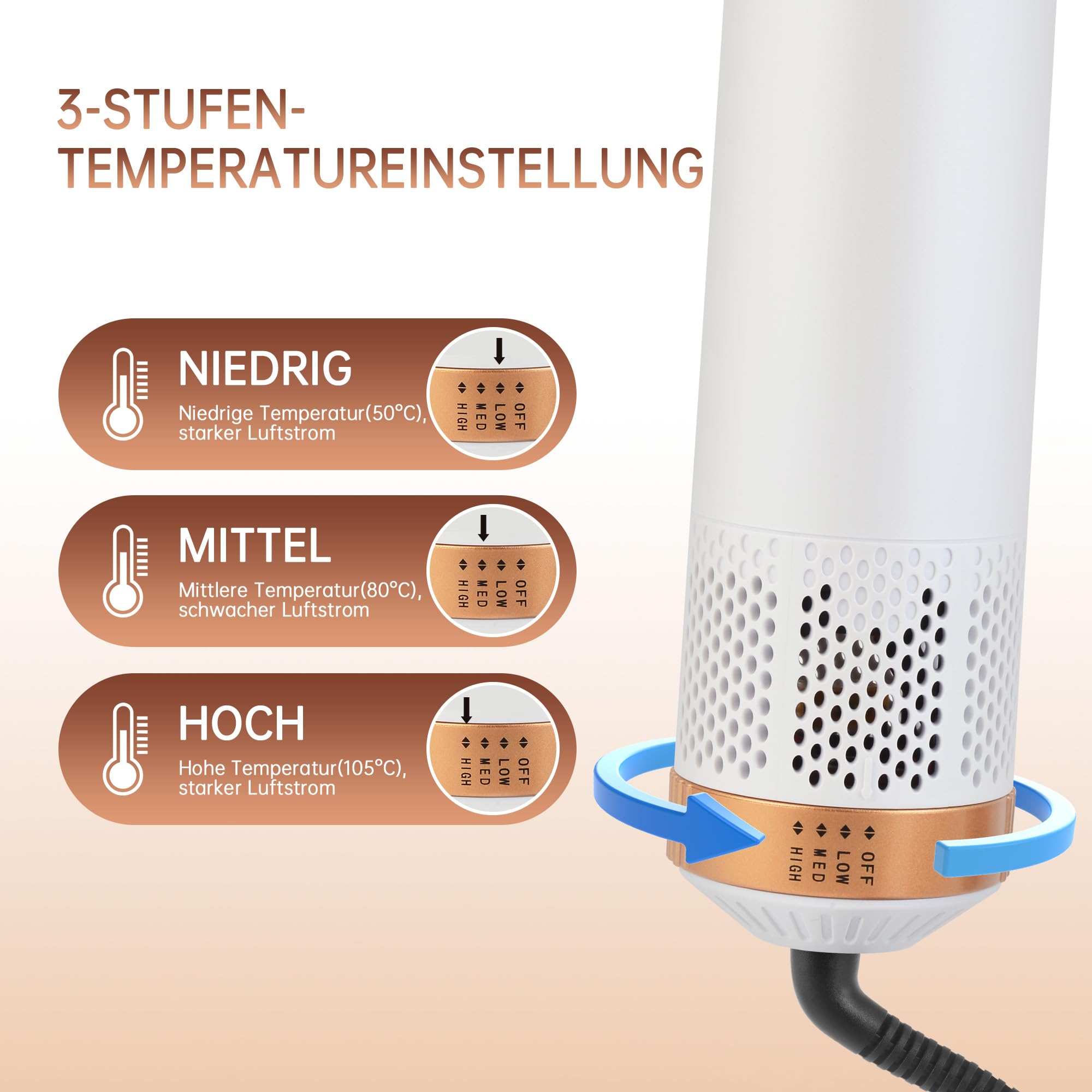 Air Styler 5 w 1 Hair Styler 1000 W Zestaw szczotek na gorące powietrze do włosów, automatyczna lokówka do włosów, prostowanie, kręcenie włosów, suszenie włosów