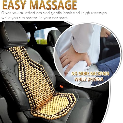 Miniatura 6 de ZONETECH Cojín de asiento con cuentas de madera negra por el coche que masajea el cojín de asiento con cuentas de madera