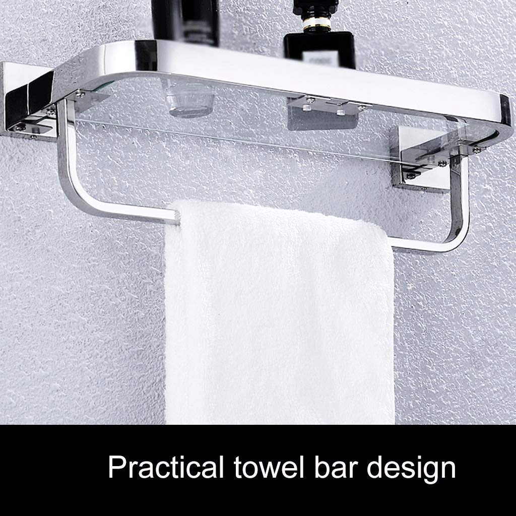 Mensole per Il Bagno， mensola in Vetro per Il Bagno in Acciaio Inossidabile SUS304 con Barra portasciugamani e Barra， Finitura Spazzolata， Resistente alla，