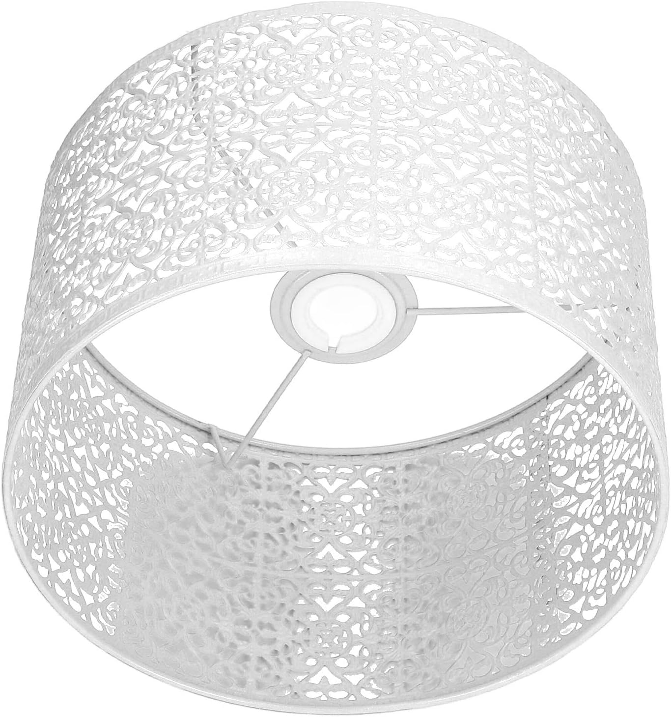 Lamp Shade E27 E14 Universal Hollow Metal Lampshade for Table Lamps Lampshades for Desk Lamps (White)