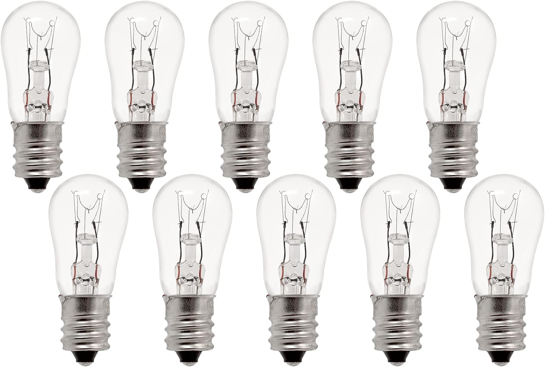 CEC Industries 6S6/120V S6 Incandescent Light Bulb, 120V, 6W, E12 Candelabra Base, (10-Pack)