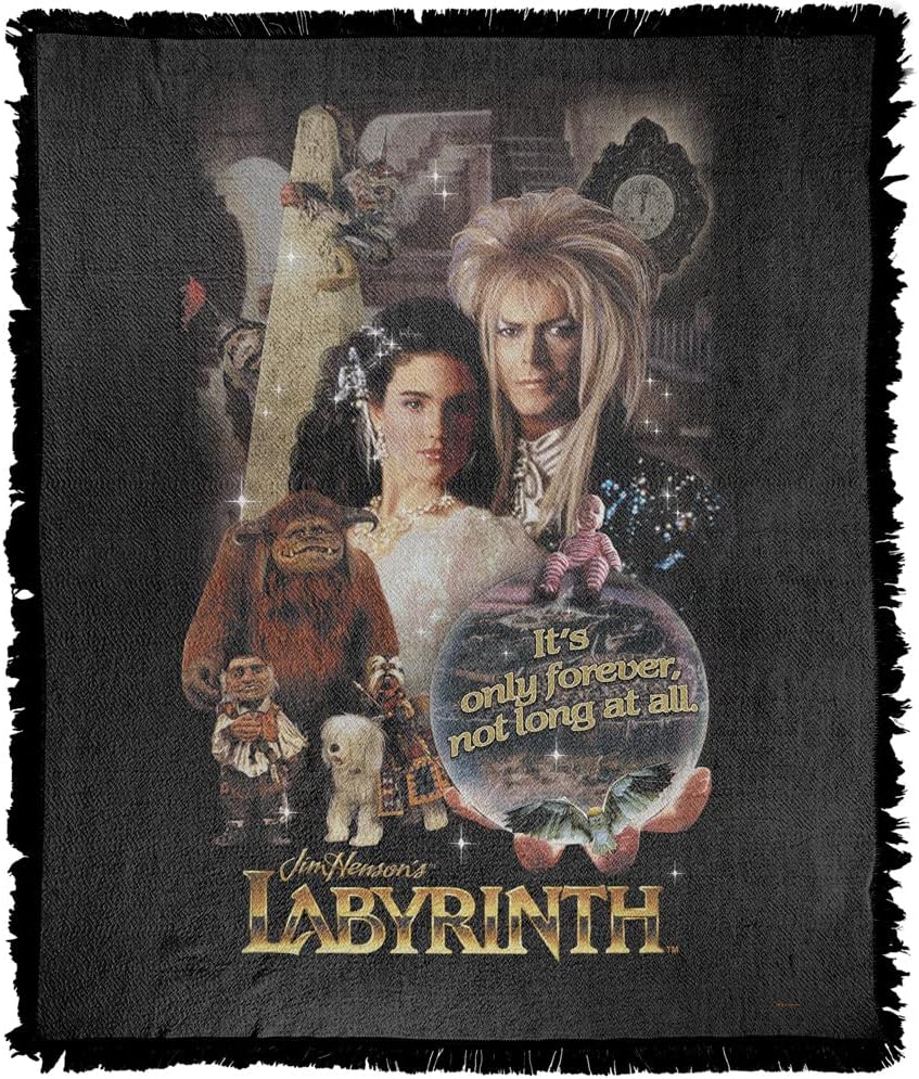 LOGOVISION Labyrinth Blanket, 50"x60" Only Forever Woven Tapestry Cotton Blend Fringed Throw