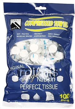Compressed Towel, Camping Wipes, Toilet Paper Sheets, Portable Towels, 8.7 inch x 8 inch Disposable Napkins Mini Magic Coin TissuesBlue 100PCS