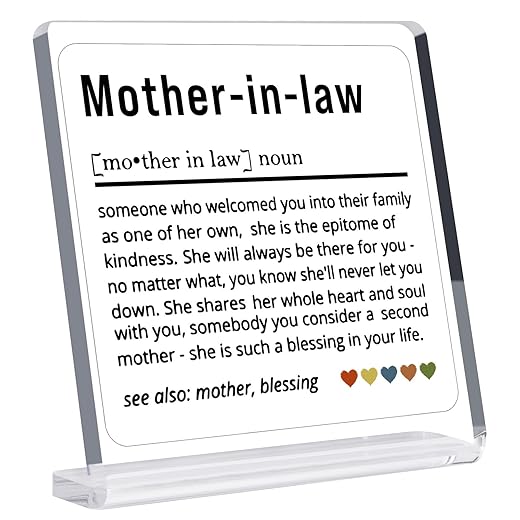 Yeshen Gifts for Mother-in-Law, Birthday Mother's Day Christmas Gift for Mother-in-Law, Appreciation Gift for Mother-in-Law, Mother-in-Law Acrylic Desk Decorative Signs Plaques.
