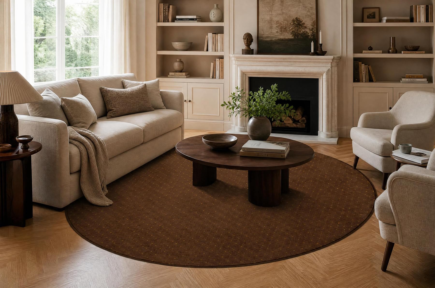rugsx Tapis Aktua pour Salon et Chambre Marron Cercle 150 cm