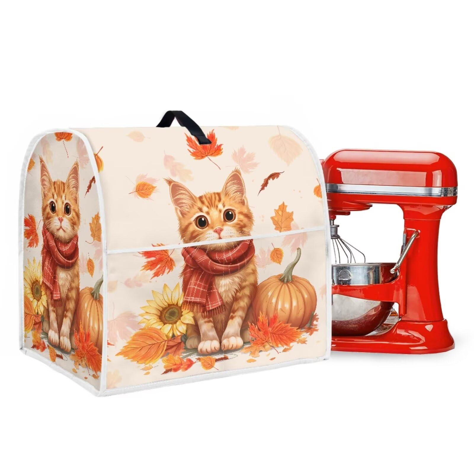 Orange Cat Pumpkin Kitchen Aid Covers for Stand Mixer 4.5-5 qt Thanksgiving Day Decoration Small Kitchen Appliance Covers Suitable for Most Mixer