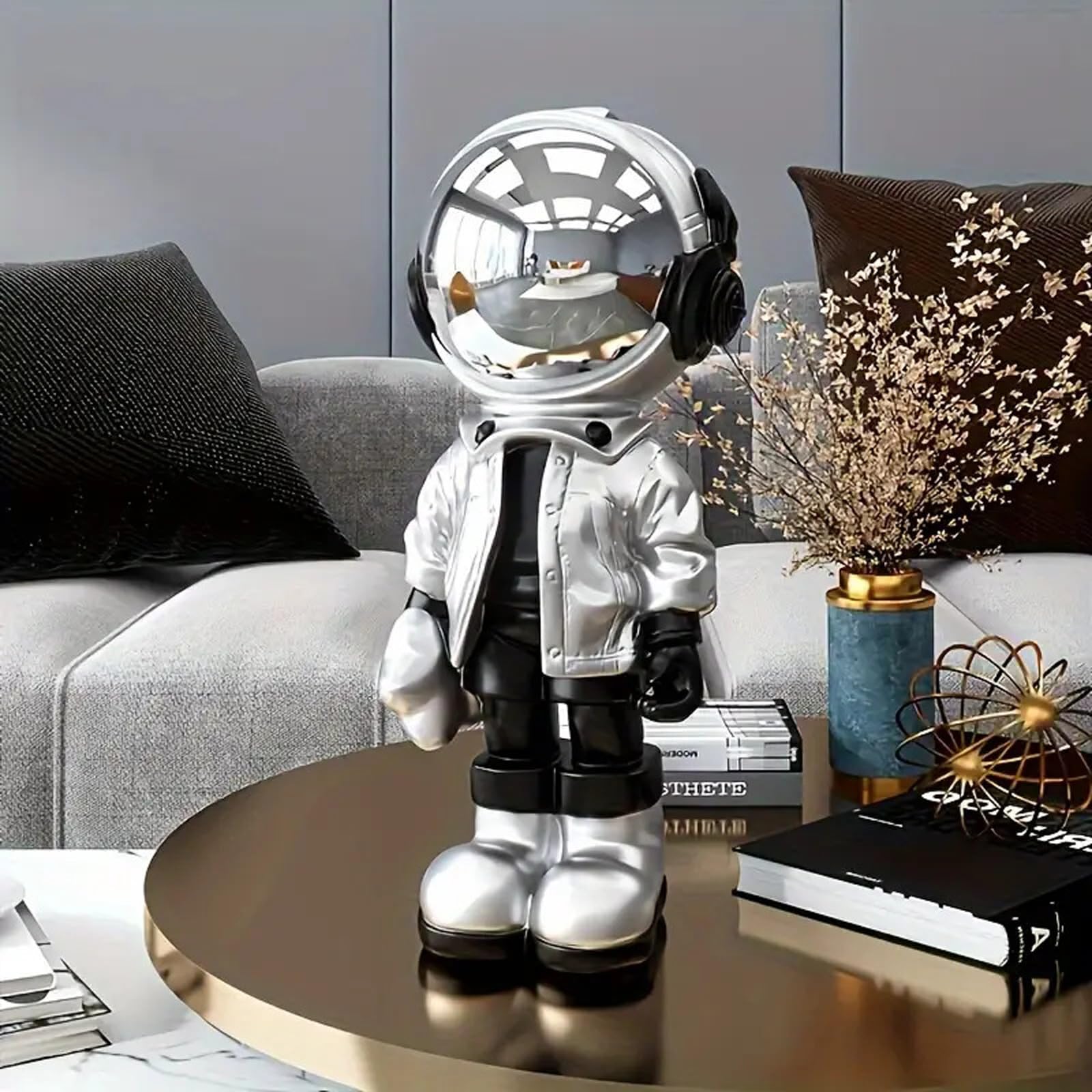 Estatua de astronauta de resina grande para decoración del hogar, estante de entrada, estante de escritorio