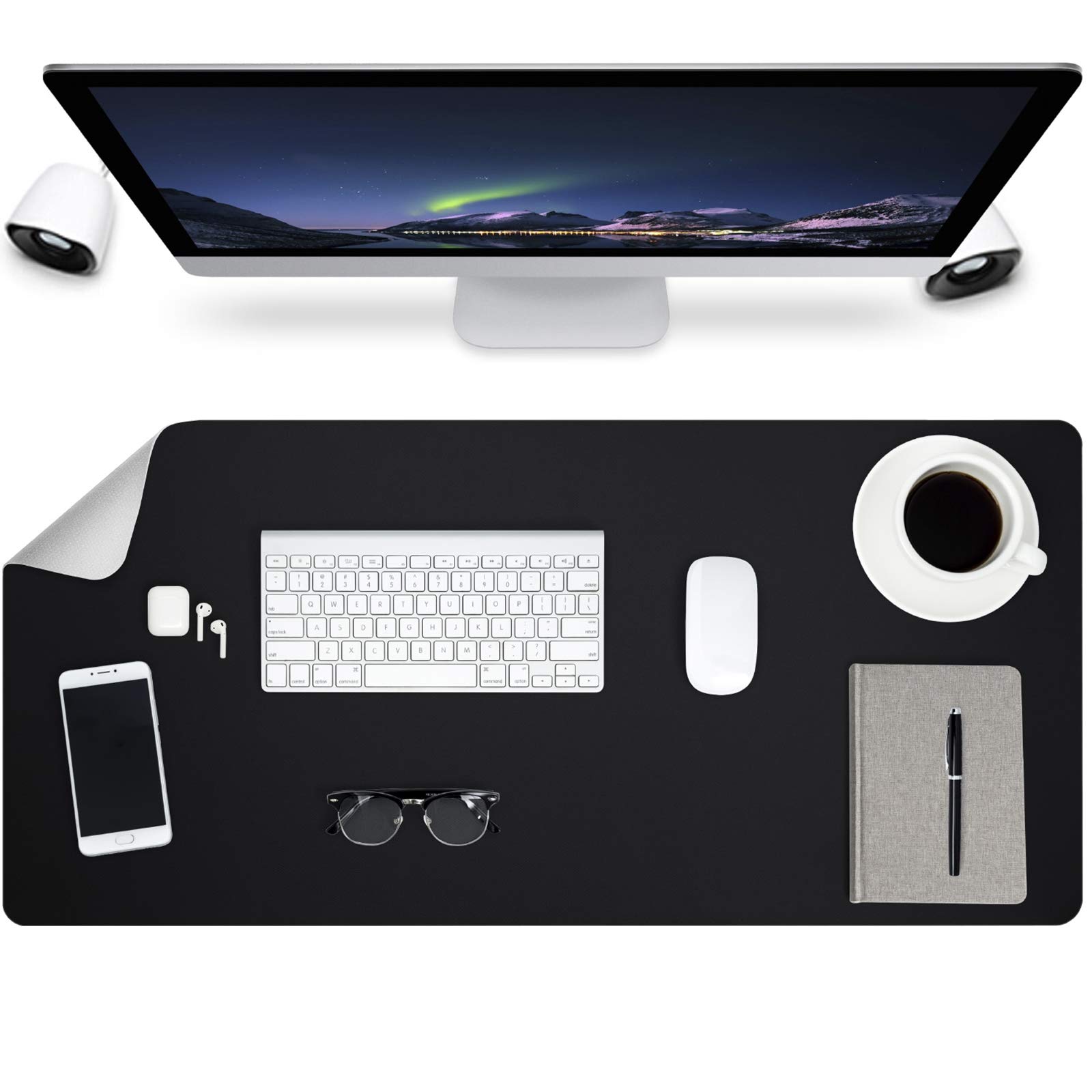 Super Large Mouse Pad,Laptop Desk Mat, Desk Pad Protector for Home and Office, Waterproof (Black, 31.5" x 15.7)
