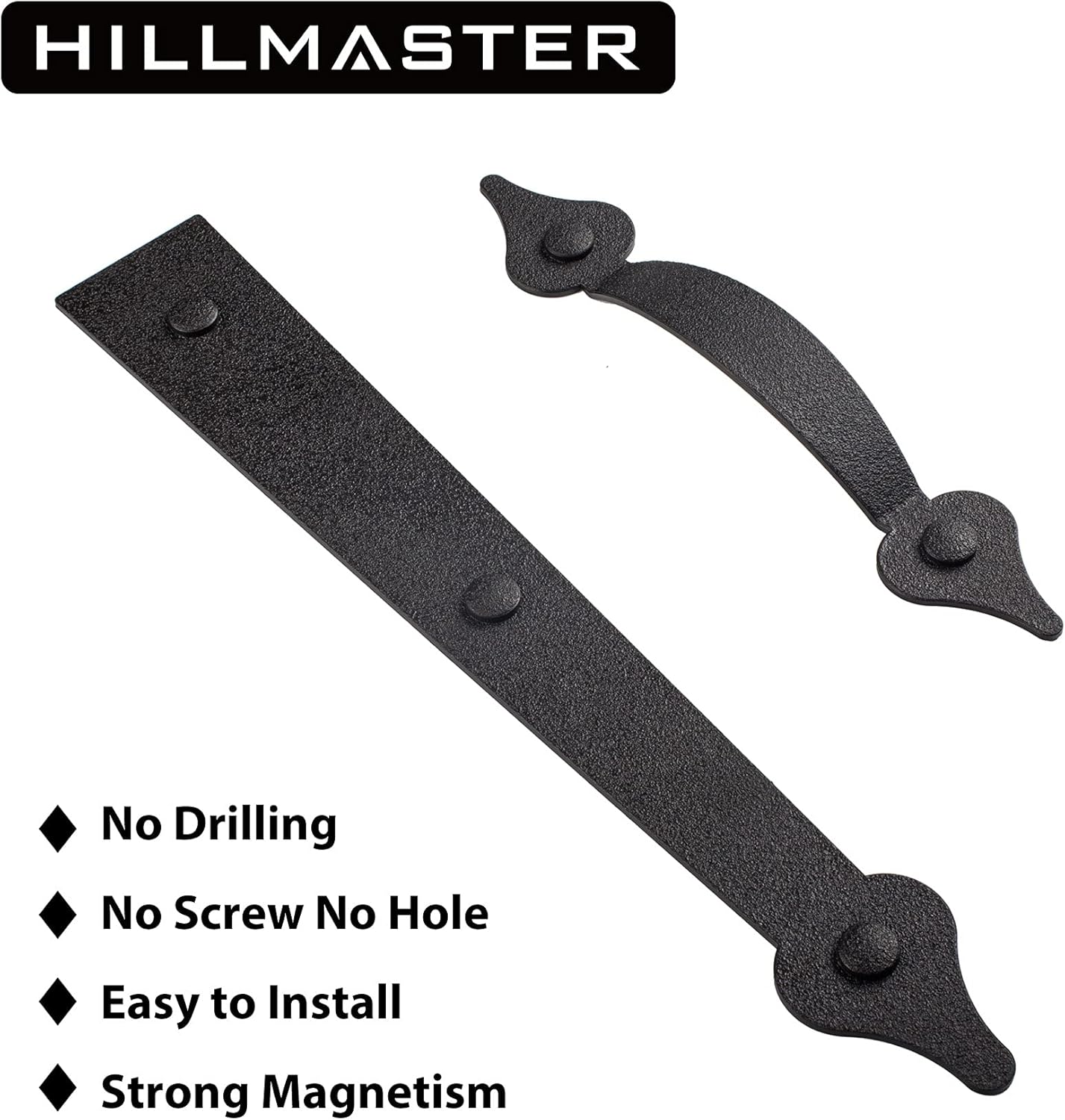 HILLMASTER Decorative Magnetic Garage Door Hinges Hardware, 12 Pieces Garage Door Accents Attractive Curb Appeal Faux Gate Hinges Handles Decor Hardware Kit, Black