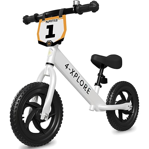 Toddler Balance Bike 2+ Year Old - Kids Bike with Push Handle, Adjustable Seat, Customizable Plate & All-terrain Tires - Kids Bike Holds Up To 110lbs, Kids Exercise Bike for 18 Months to 5 Years