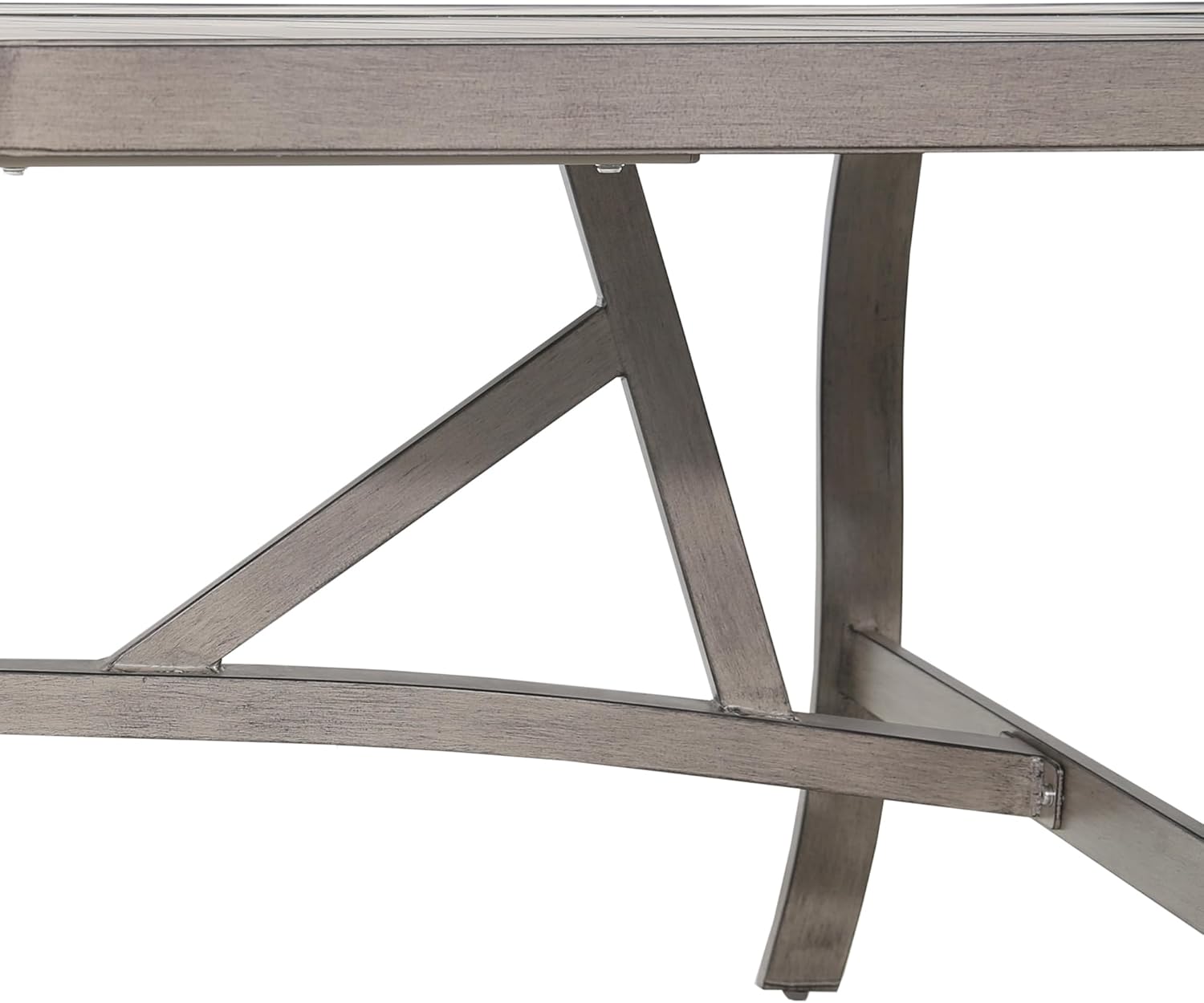 Ulax furniture Outdoor Patio Dining Table - Weather-Resistant Aluminum Frame Tabletop - Umbrella Hole for Garden, Backyard, Picnics